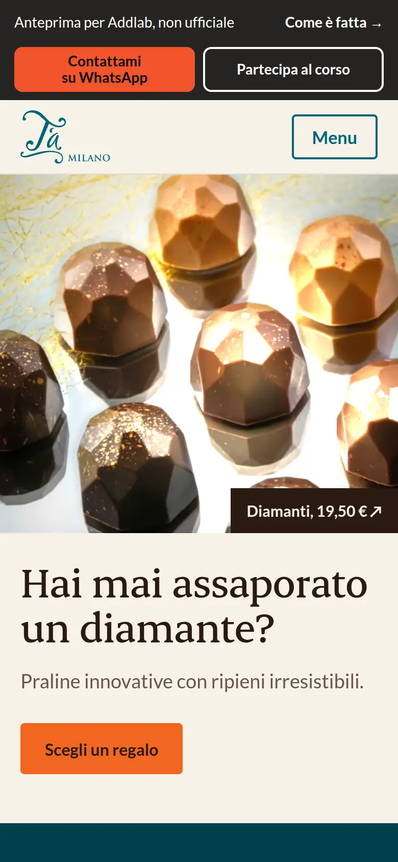 La home rifatta, dal telefono: i Diamanti sotto una luce calda e «Hai mai assaporato un diamante?»